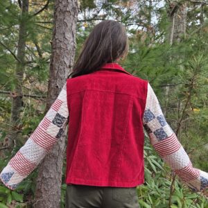 Green Puffer Jacket with Autmnal QuiltSleeves (Size Medium) (Copy)